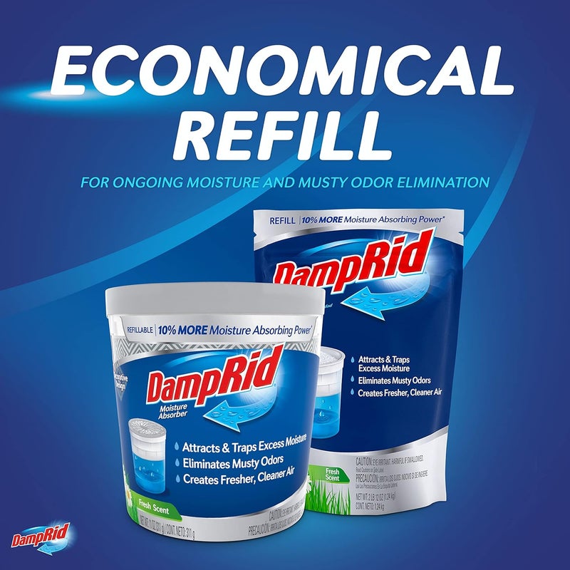 DampRid Refill Bag, 44 oz, 4-Pack - Fresh Scent Moisture Absorbers for Rooms with Excess Humidity, Long-Lasting, Eliminates Musty Odors and Creates Fresher Air - Image 2